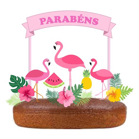 Topo Bolo Flamingo O Segredo Das Festas Loja De Artigos Para Bolos