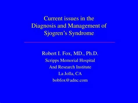 Ppt Current Issues In The Diagnosis And Management Of Sjogrens