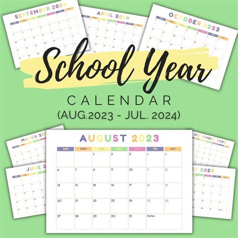 2023 2024 Printable School Calendar Year At A Glance Calendaryear