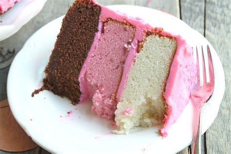 A Teaspoon And A Pinch Neapolitan Cake With The Best Whipped Frosting