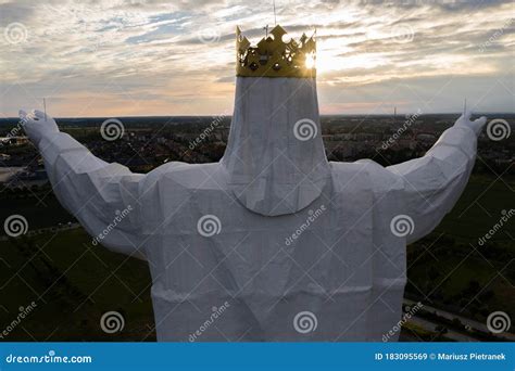 Aerial View Of The Statue Of King Jesus Christ In Swiebodzin Poland