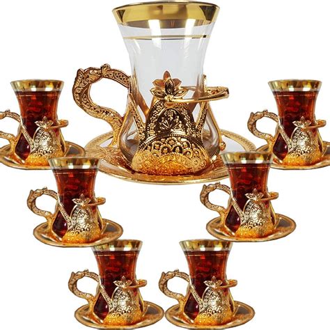 Piece White Tea Glass Tea Plate Tea Set Turkish Russian English Arab