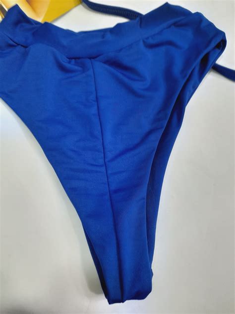 Biquini Transpassado Sem Bojo Com Calcinha Hot Pant Azul Royal Booh