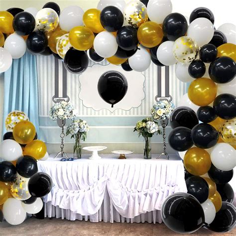 Buy Black And Gold Balloon Garland Arch Kit Black Gold White Balloons