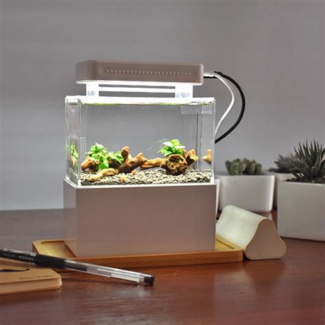 Mini Plastic Fish Tank Portable Desktop Aquaponic Aquarium Betta Fish