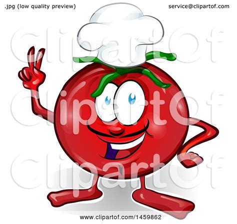 Clipart Of A Cartoon Tomato Mascot Chef Royalty Free Vector Illustration By Domenico Condello