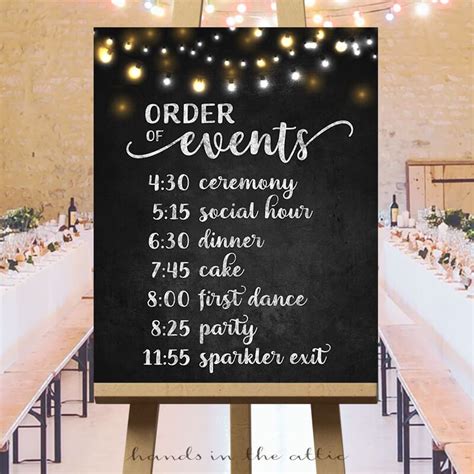 Order Of Events Timeline Sign Printable Wedding Day Schedule Etsy