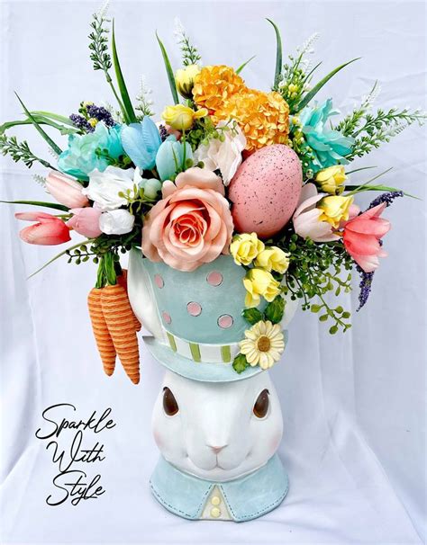 Whimsical Easter Rabbit Arrangement Spring Floral Etsy Easter