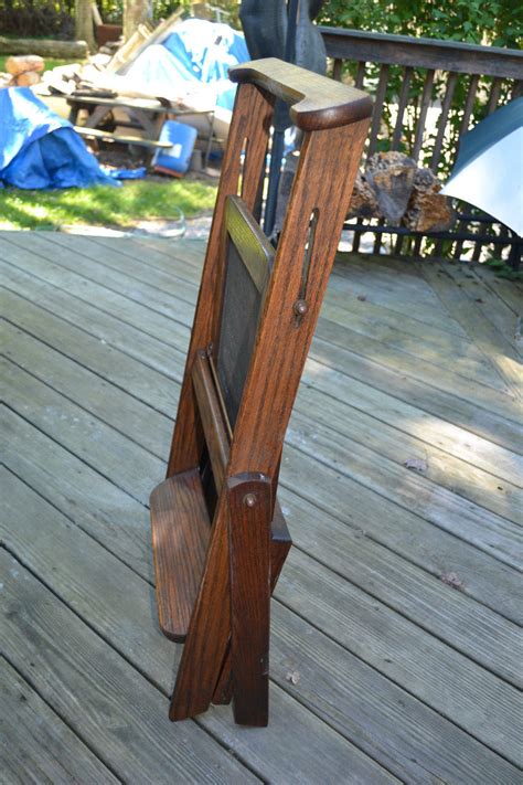 It can be combined with a folding table. Vtg Antique wood Folding Library Chair Ladder Step Stool ...
