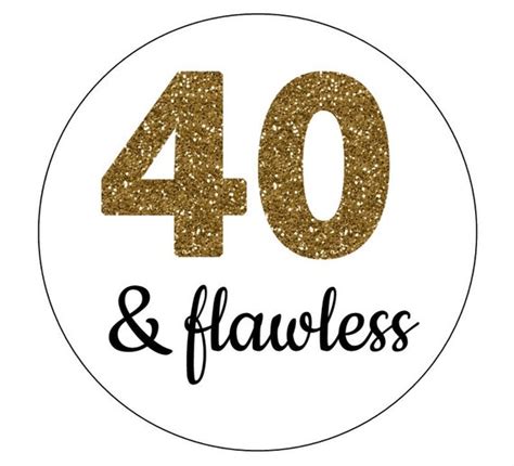 20 40 And Flawless Stickers Gold Letters Birthday Favors Envelope