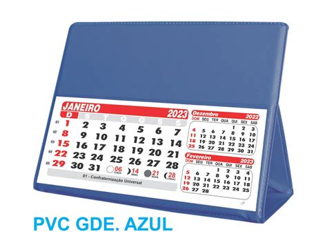 Calendário De Mesa 2023 Pvc Grande Azul Grafiara