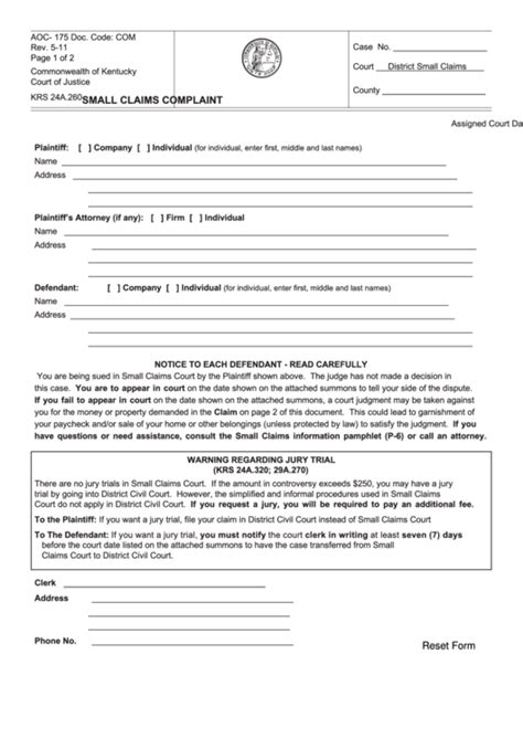 Fillable Small Claims Forms Nc Printable Forms Free Online