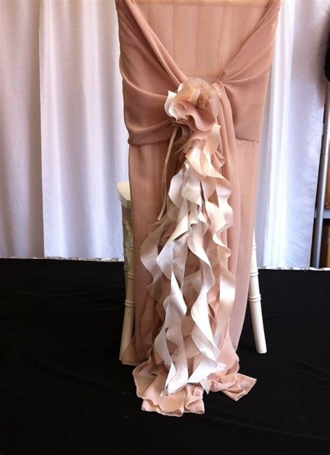 Custom Made Beige Chiffon Chair Cover With Beige Cream Ivory Etsy