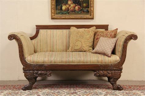 Sold Empire 1900 Antique Carved Sofa Or Loveseat Lion Paws