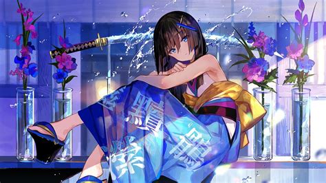 Anime Girl Katana 4k 271 Wallpaper