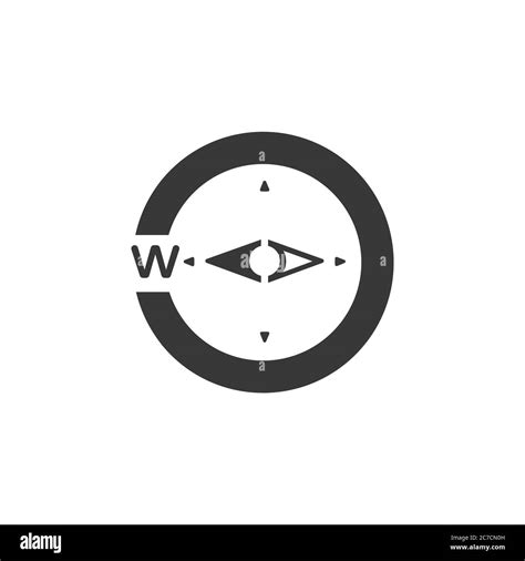 Compass West Direction Isolated Icon Weather Glyph Vector