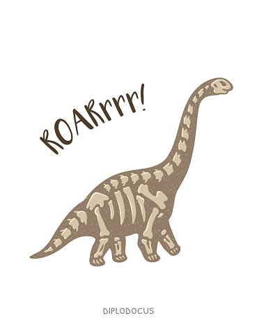 Diplodocus cartoon 4 of 5. Cartoon Diplodocus Dinosaur Fossil Vector Illustration ...