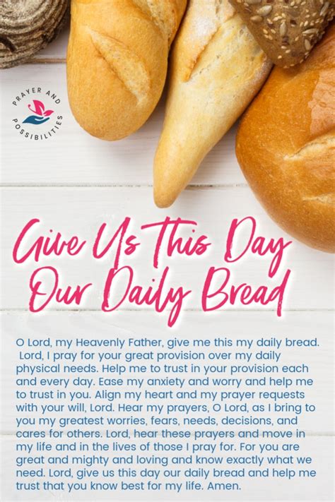 Give Us This Day Our Daily Bread Prayer For Gods Provision Prayer