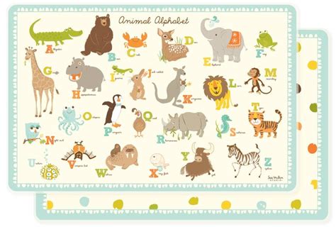 Placemat For Kids Animal Alphabet Placemat Etsy Uk Placemats Kids