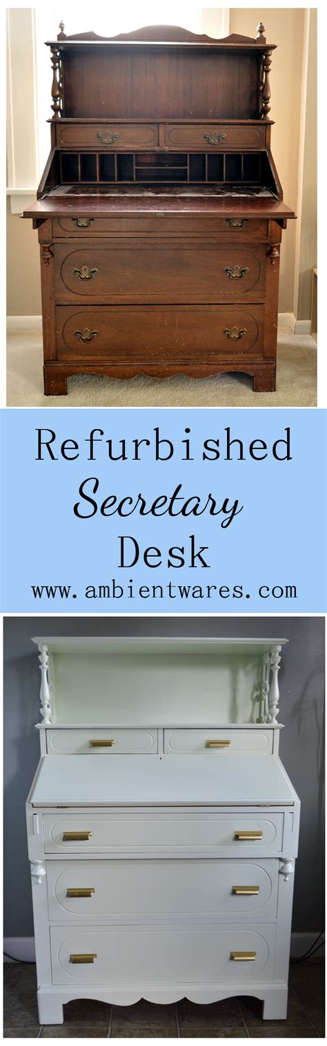 This diy desk plan couldn't be simpler—or sleeker! Refurbished Secretary Desk | Ambient Wares | Secretary desks, Furniture makeover diy, Diy ...