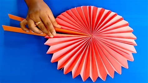 How To Make A Paper Hand Fan With Colourful Paper My Crafts Youtube