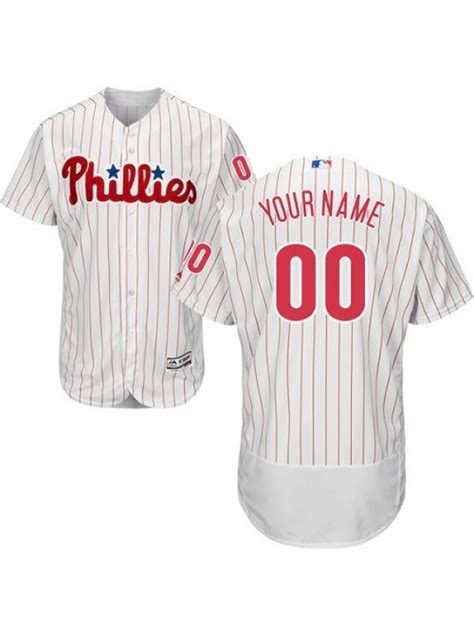 Mens Philadelphia Phillies Jersey Sewn On Custom Name And Number White