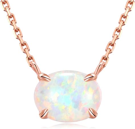 Amazon Com Ellena Rose Sterling Silver Opal Necklace Sterling
