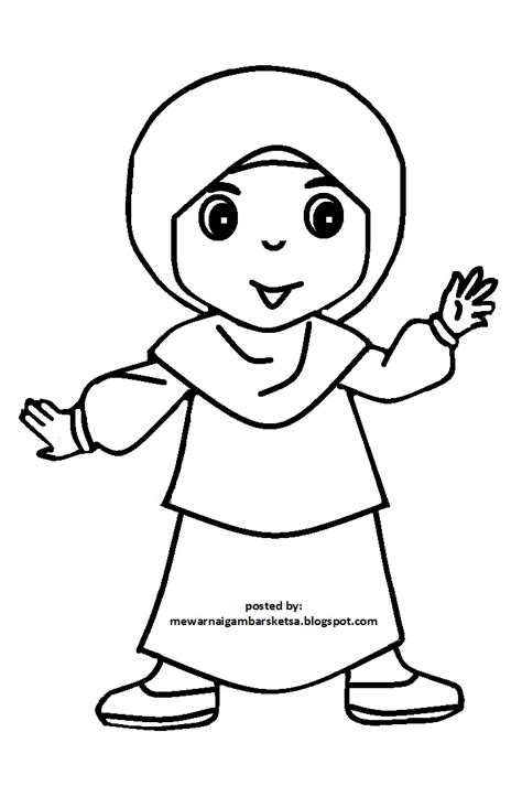 Nah, gambar sketsa kartun ini bisa juga kamu jadikan sebagai gambar untuk mewarnai. Mewarnai Gambar: Mewarnai Gambar Sketsa Kartun Anak Muslimah 95