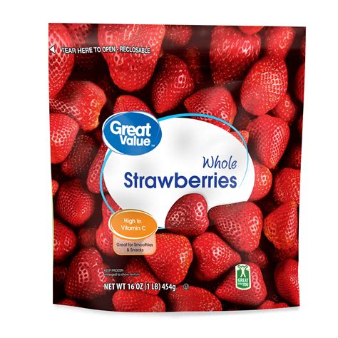 Great Value Whole Strawberries Frozen 16 Oz