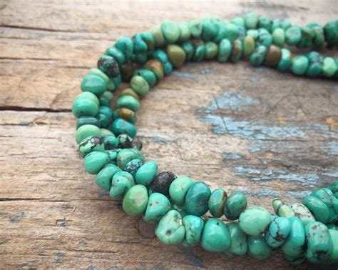 Three Strand Turquoise Nugget Necklace For Women Authentic Turquoise