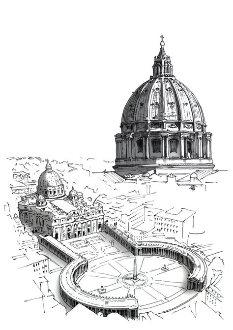 Commisioned by papal state note: St. Peter Vatican architectural illustration | Basilica ...