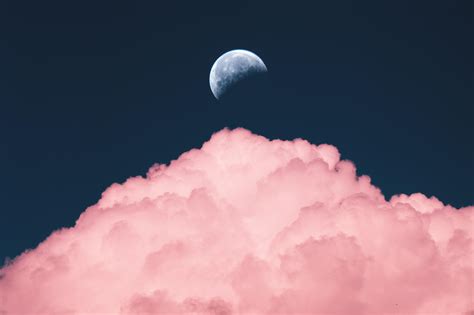 Wallpaper Sky Moon Cloud Pink Hd Widescreen High Definition