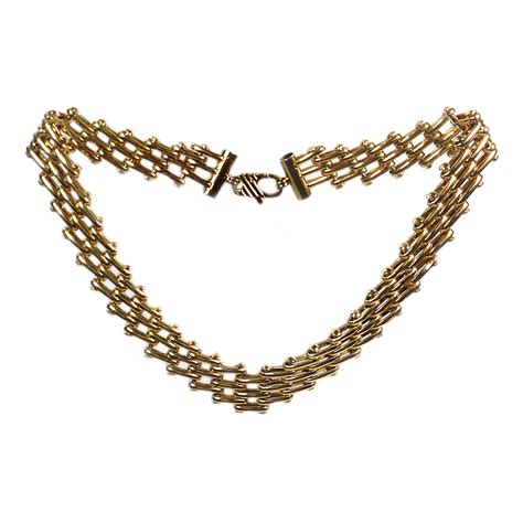 Gold Tone Metal Chain Link Necklace Vintage Costume Jewelry Vintage