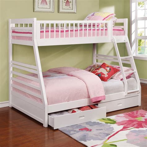 Coaster Ashton Twin Over Full 2 Drawer Wood Bunk Bed In White Finish
