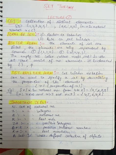 Class 11th Maths Set Theory Handwritten Notes Pdf Sets Math Math