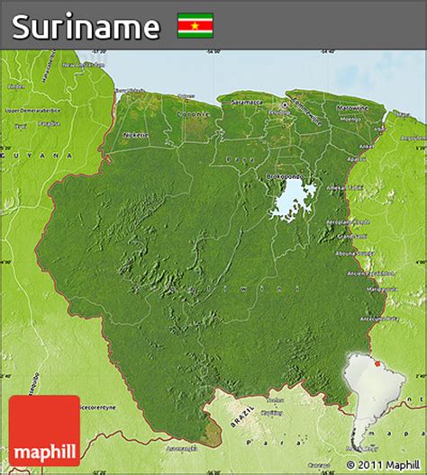 Administrative abteilungen (3,838 gps karten). Suriname Satelliten-karte