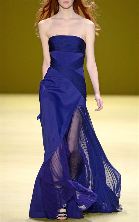 Strapless Gown With Draped Chiffon Bodice By J Mendel For Preorder On