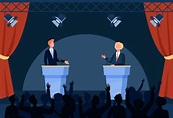Free Vector | Two politicians taking part in political debates in front ...