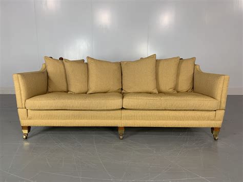 Rrp £4500 Sublime Duresta Trafalgar 3 Seat Sofa In Gold Stripe Fabric Lord Browns Furniture