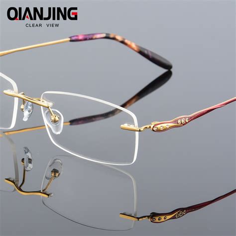 pure titanium eyeglasses rimless optical frame prescription spectacle frameless glasses for