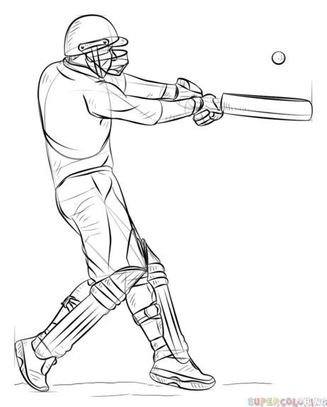 How To Draw A Cricket Player Step By Step Drawing Tutorials Cricket