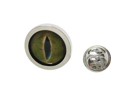 Bordered Green Reptile Eye Design Lapel Pin Eye Design Reptile Eye