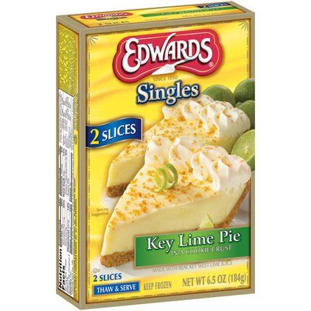 Key lime pie is a perennial favorite in my house. Edwards Singles Key Lime Pie, 2 count, 6.5 oz - Walmart.com