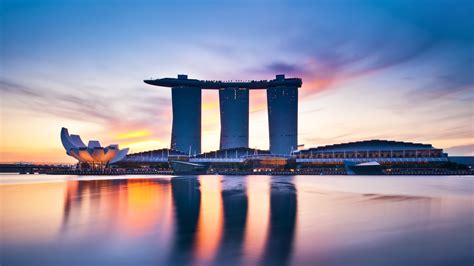 Wallpaper Sunset Sea Cityscape Night Architecture Singapore