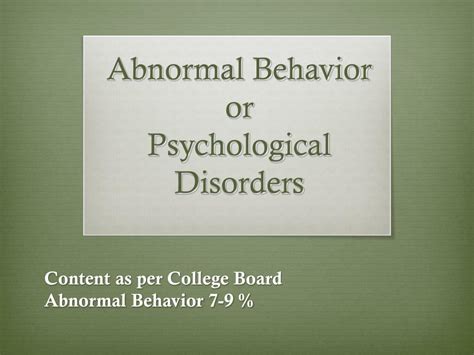 Ppt Abnormal Behavior Or Psychological Disorders Powerpoint