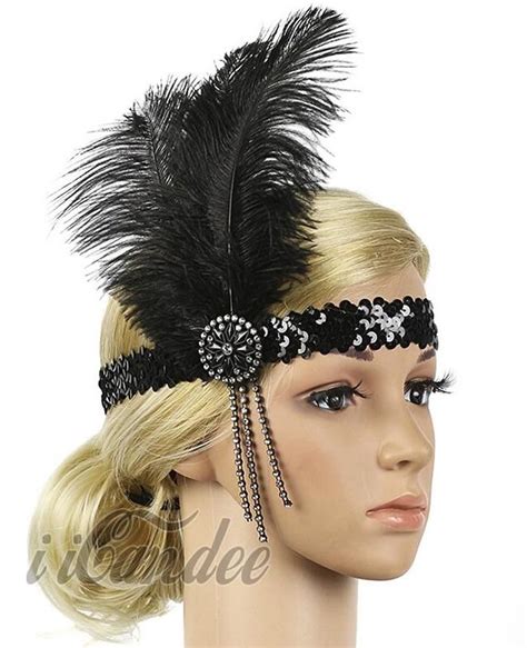 Shop For 1920s Black Crystal Feather Flapper Headband Great Gatsby