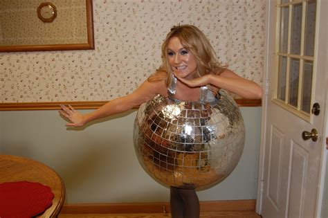 Diy Disco Ball Halloween Costume I Made This With A Giant Paper Mache Ball Spray Painted It