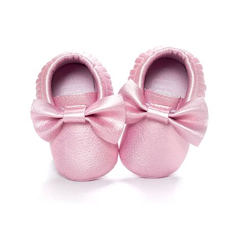 New Styles Baby Soft Pu Leather Tassel Moccasins Girls Bow Moccs Baby