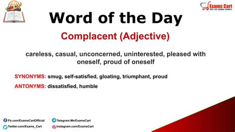 Word Of The Day Complacent 16th November 2020 Download Pdf Of Word
