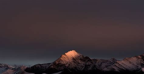 Desktop Wallpaper Evening Clean Sky Mountains Peak Nature Hd Image